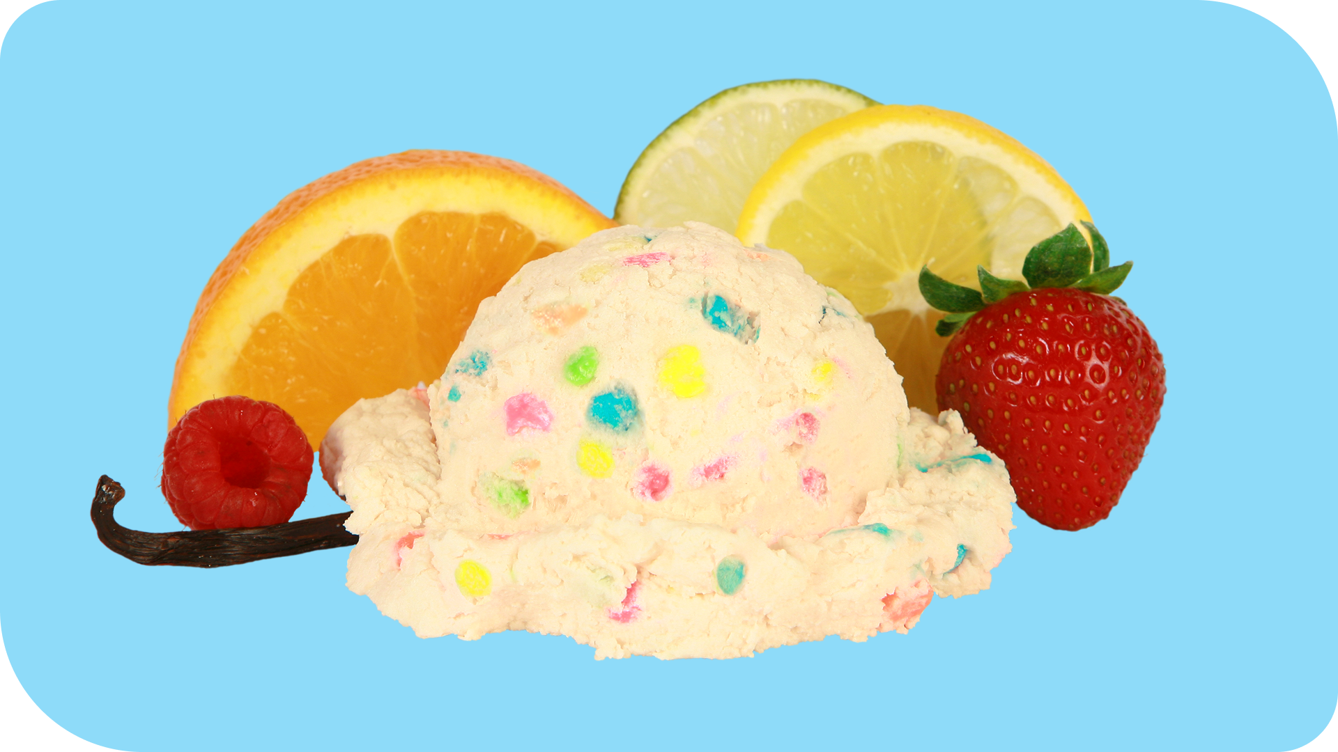 Vanilla Over the Rainbow Dots 'n Cream with Flavor Garnish